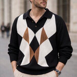 Lyle & Scott of Scotland, size large, Black and Brown Knitwear long sleeve